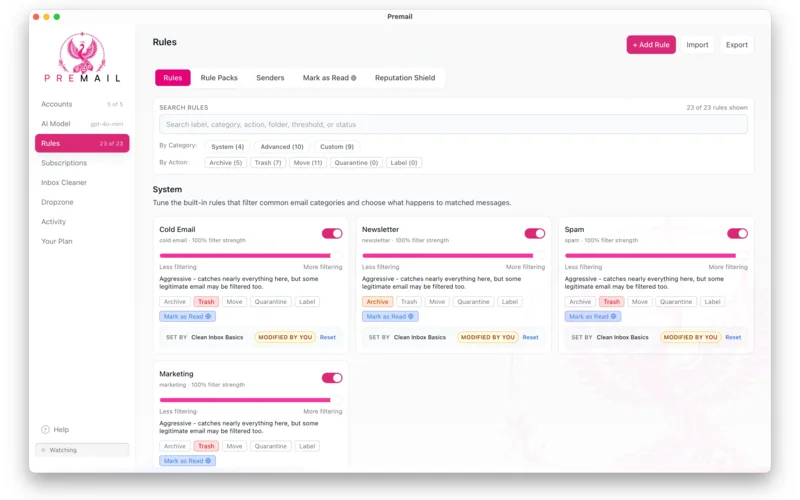 Premail, privacy-first email filtering desktop app